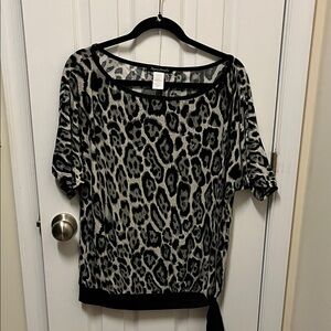 Stylish Black and Gray Leopard Print Blouse